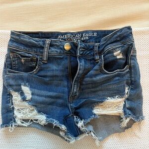 American Eagle Outfitters Blue High-Waisted Jean Shorts